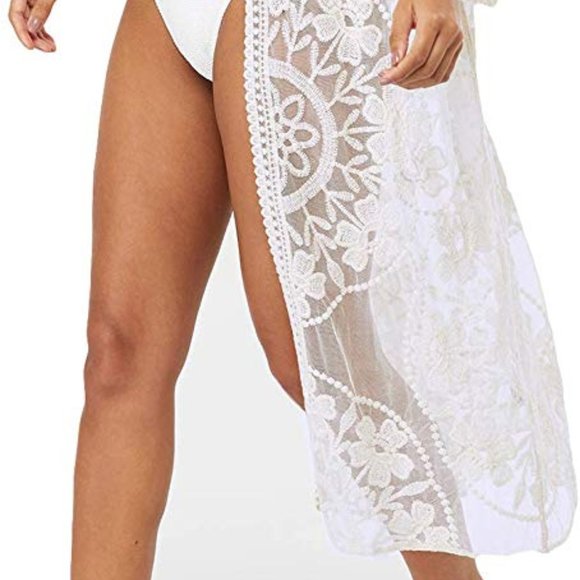 Sexy Lace Crochet Open Front Swimsuit Cover up - Picture 2 of 3